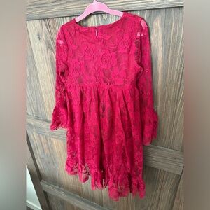Girls red lace dress